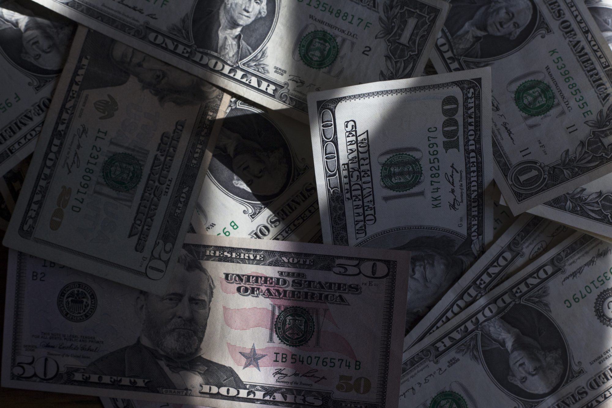 Background of USD with a streak of light.